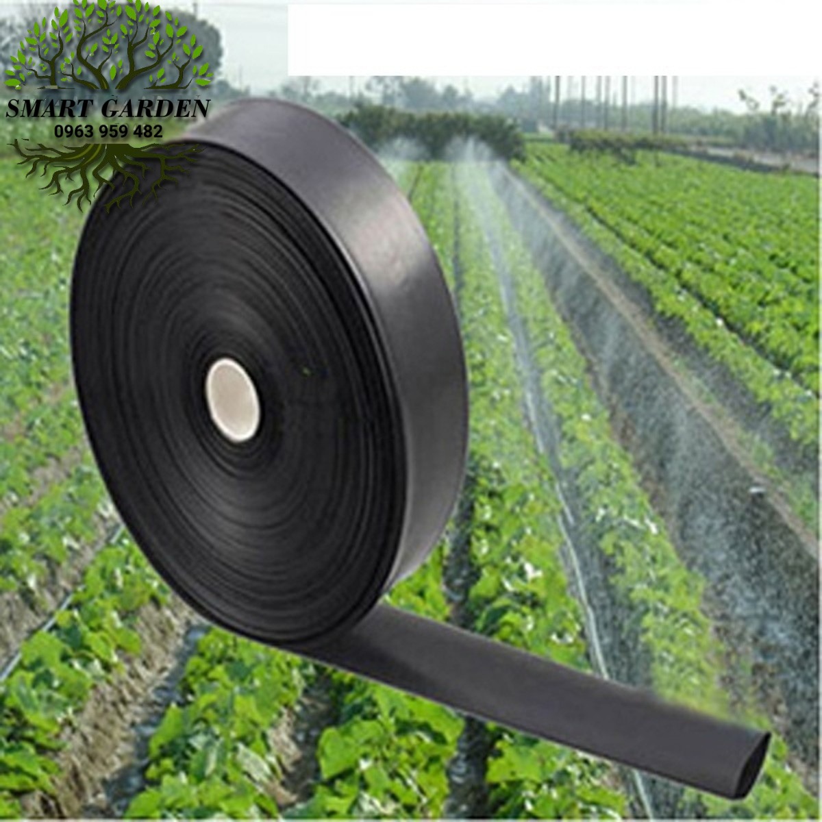 Ống tưới phun mưa phi 34mm 5 lỗ chéo dùng trong hệ thống tưới cây trồng theo hàng , luống