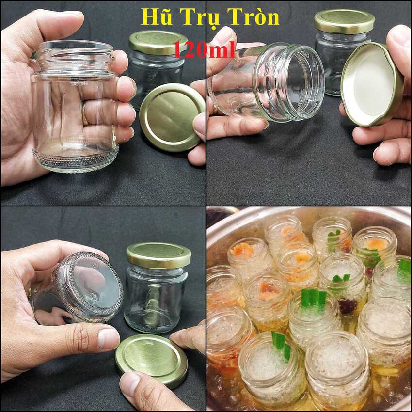 Glass Pot 120ml – Yellow Tin Cap – combo 20 Pots