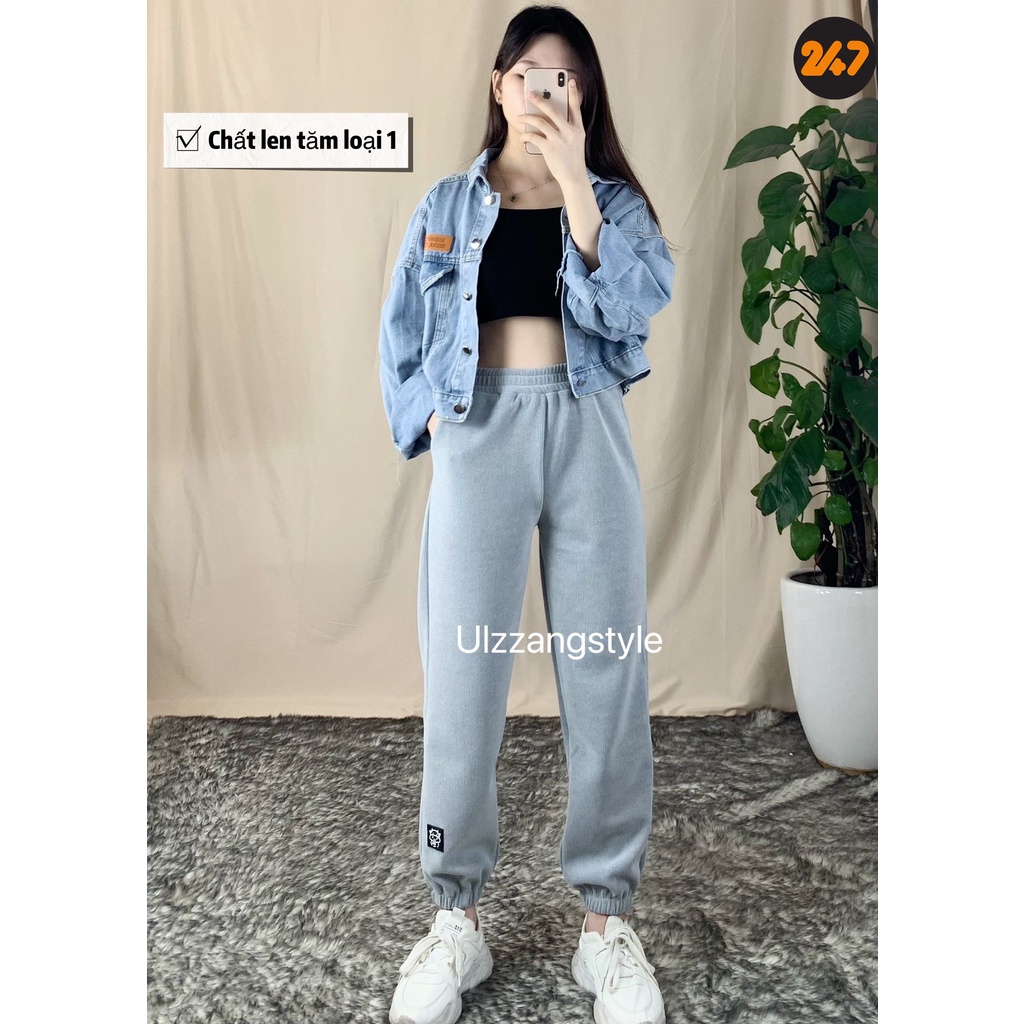 Quần Jogger Bo Gấu Trơn Len Tăm Nữ - 247StoreFashion