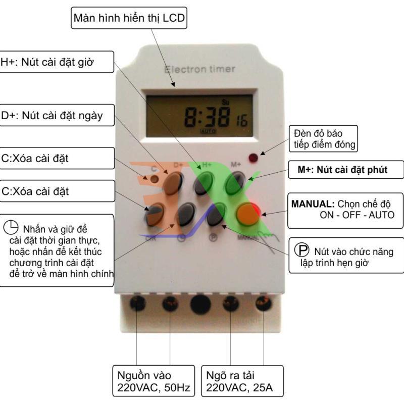 Device electronic timer kg316t-ii 16 mode, ổ plug timer direct load power 5000W