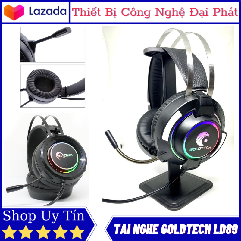 Tai nghe gaming chụp tai cao cấp goldtech ld89 dành cho game thủ led rgb đổi màu âm thanh vòm 7.1 chống ồn
