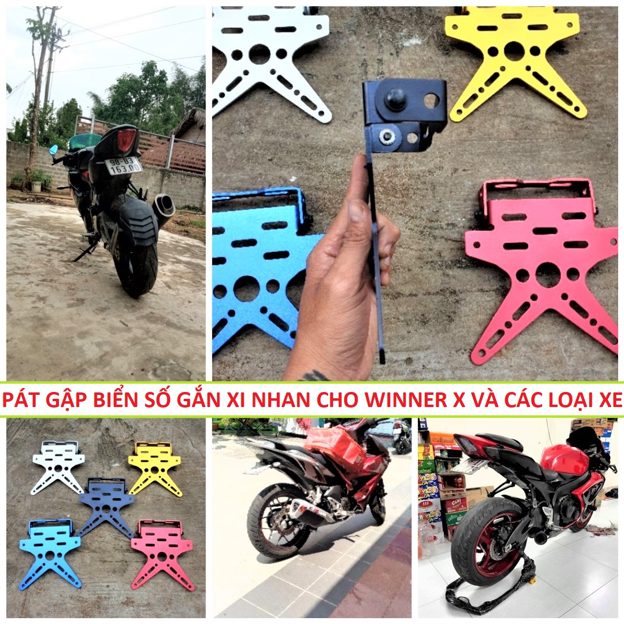Bộ pát gập biển số winner x , r15 , gsx , pkl và nhiều loại xe khác hàng đẹp , pát gắn biển số gập winner x cực thể thao mẫu mới , pát biển số winner x lắp như zin , phụ kiện đồ chơi trang trí xe máy