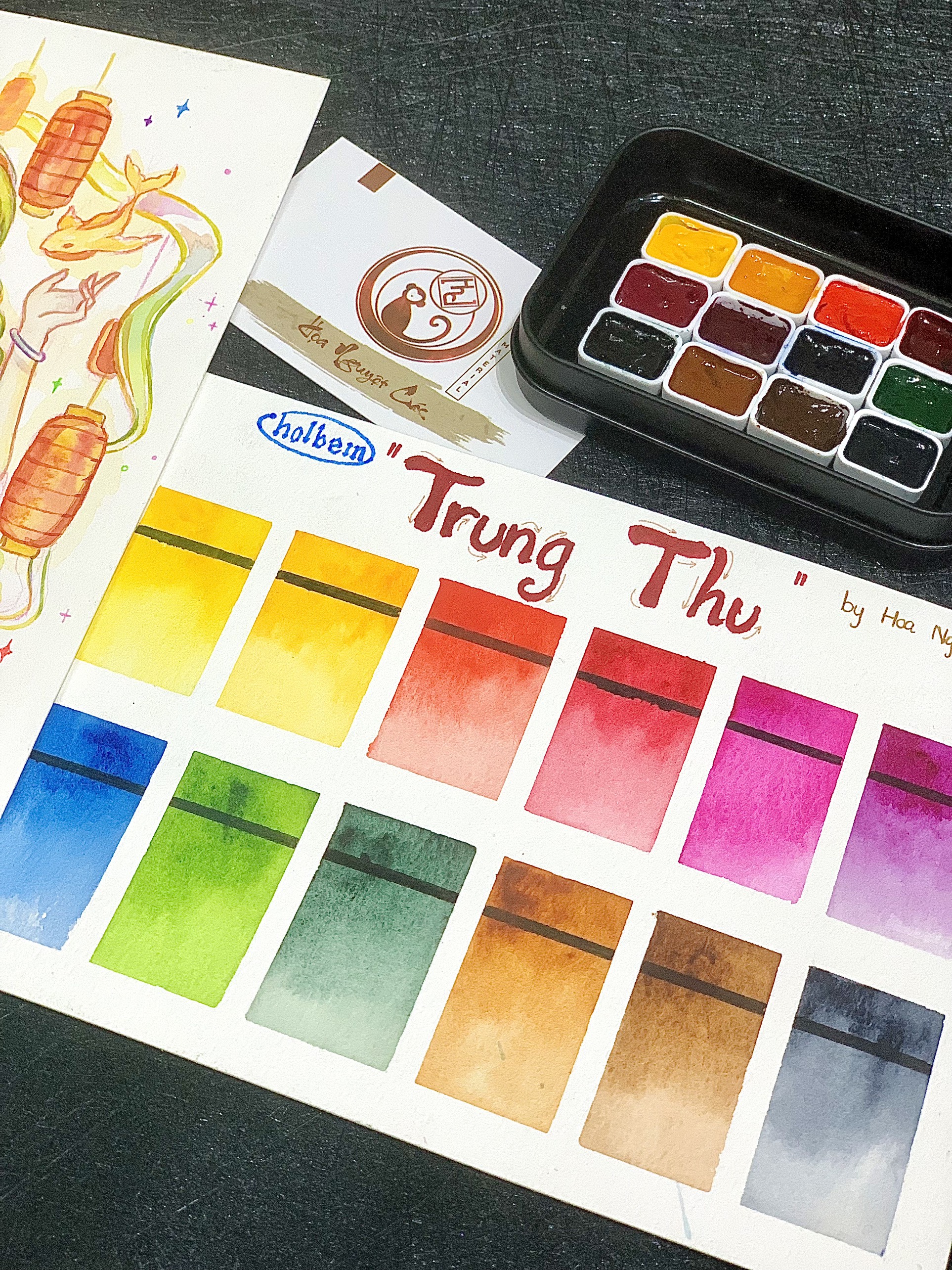 [Holbein] Pocket màu nước ''Trung Thu'' 12 màu 1ml