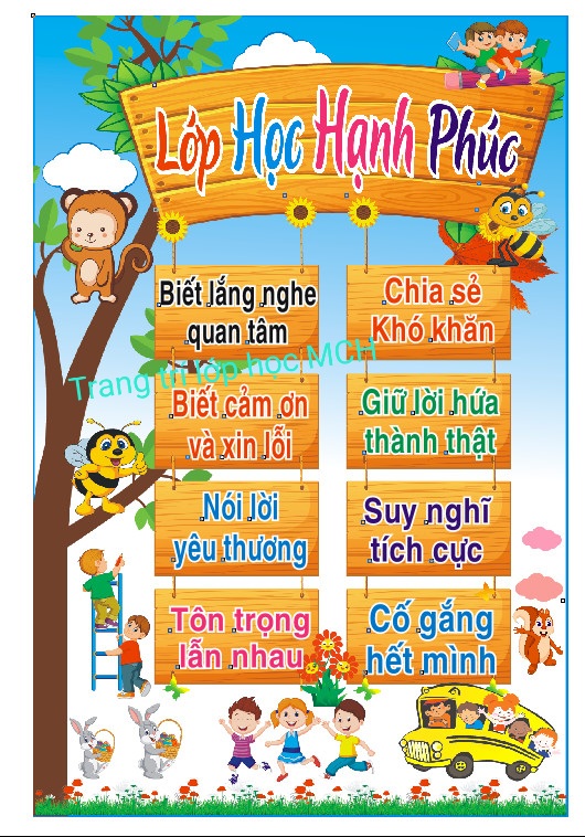 Lớp học hạnh phúc. bạt kích thước 80 x 120cm