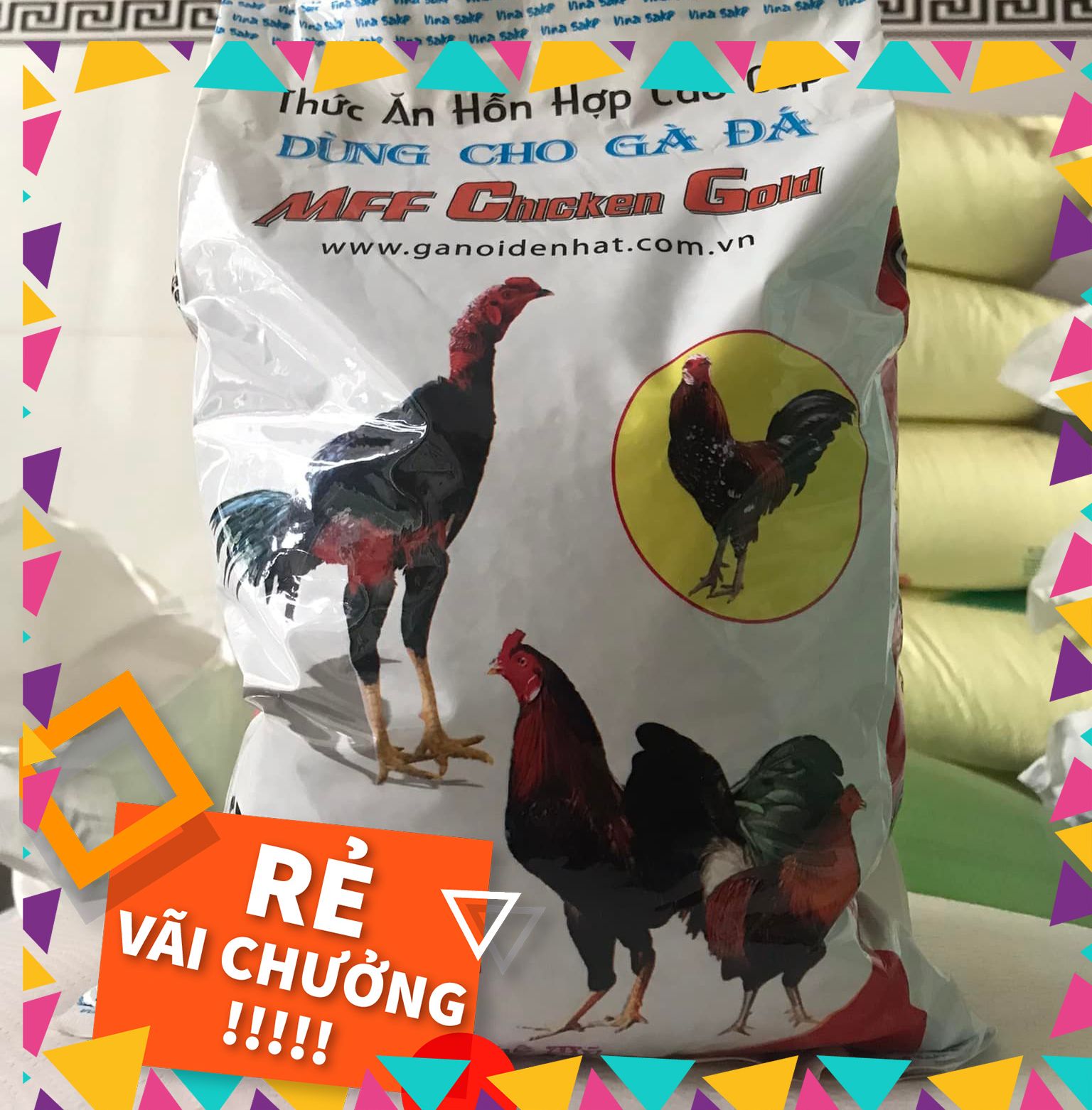 Cám gà đá mff chicken gold lớn 2kg - thức ăn gà