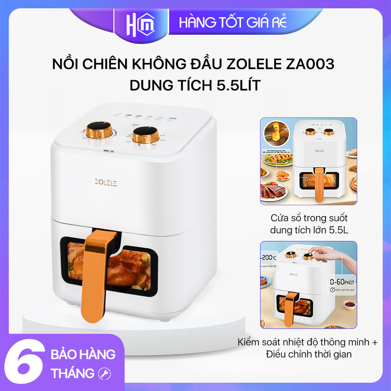 Zolele za002 nồi chiên không dầu đa chức năng- dung tích 6.5l