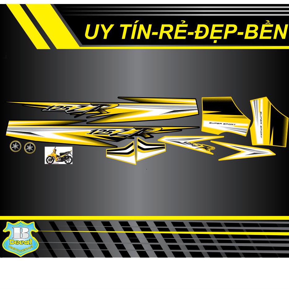 Tem rời Yaz 125ZR vàng đen