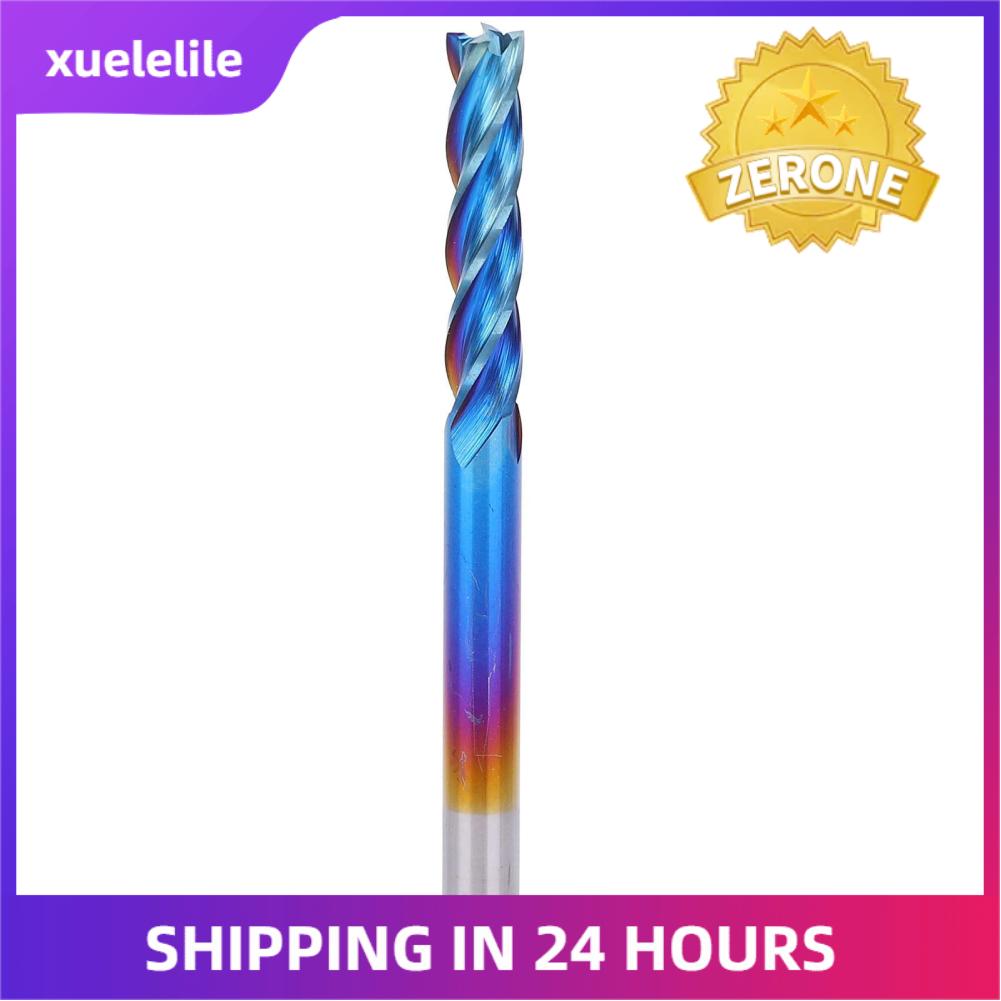 4‑Flute End Mill Tungsten Steel Nano‑Blue Coating CNC Straight Handle Milling Cutter