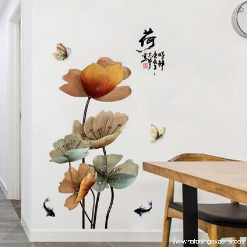 DECAL DÁN TƯỜNG HOA SEN LÁ NÂU