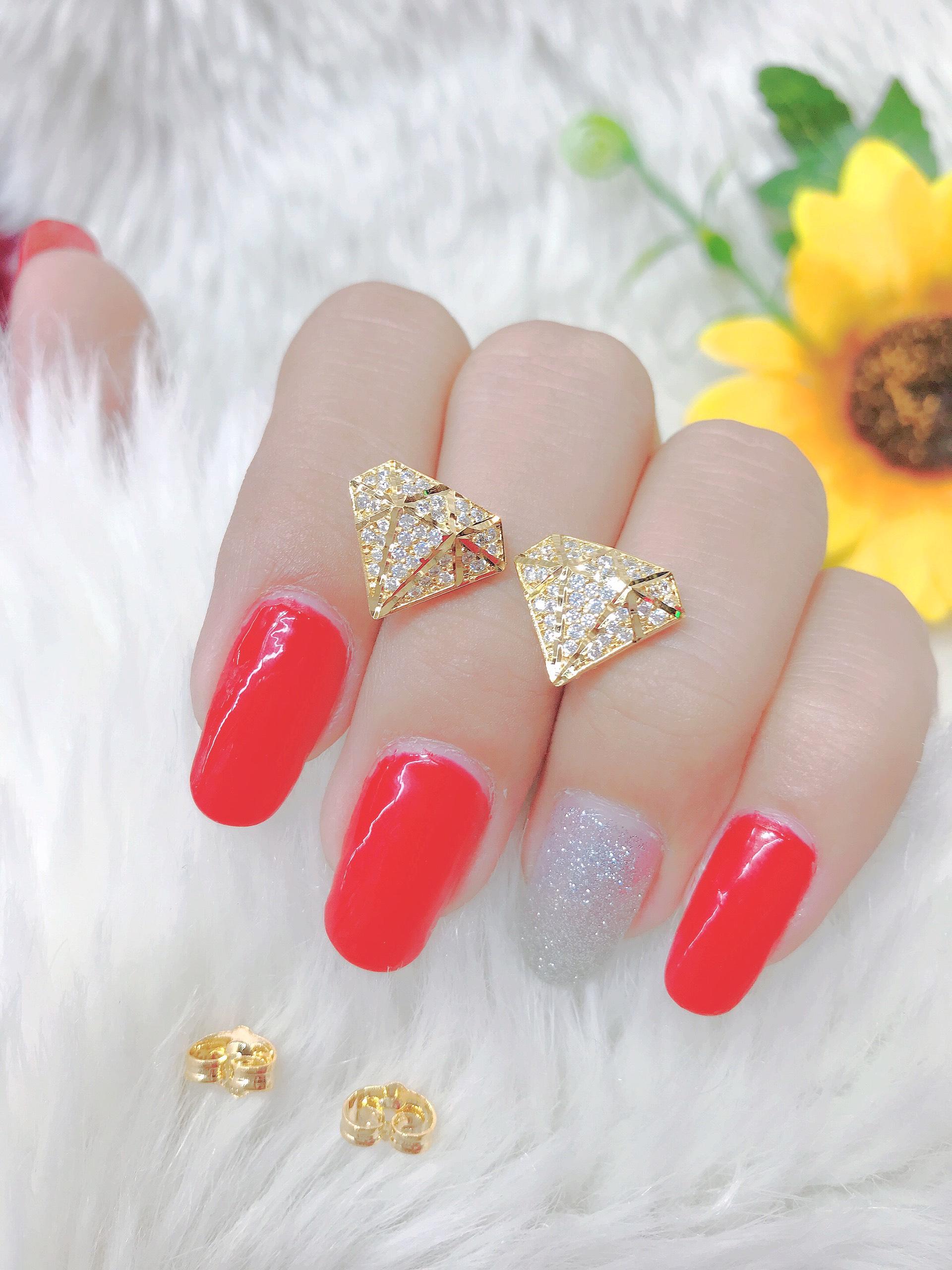 B495-Bông tai nữ đính đá CZ sáng lấp lánh-uha