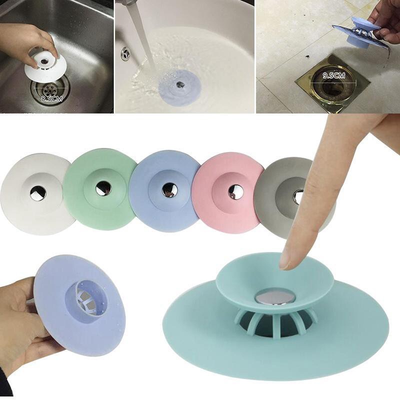 Dụng Cụ Giữ Nước , Nắp đậy bồn rửa chén, cống thoát nước bằng silicon 2 trong 1 tiện lợi