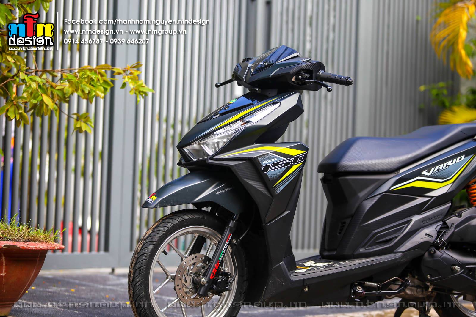 Tem rời dán xe vario mẫu đen xám vàng cực chất, hàng 3 lớp chất lượng cao