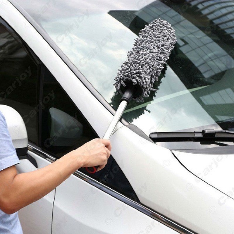 Cây chổi lau bụi bằng sợi dầu, cán dài kim loại co rút kéo dài được, dọn nội thất cho xe hơi, xe otô, xe tải sạch sẽ