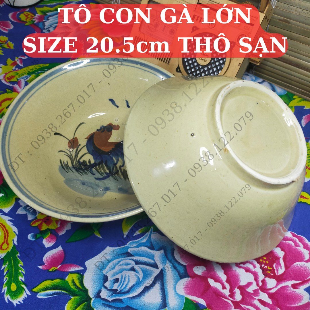 [HÀNG THÔ]TÔ CON GÀ LỚN ĐƯỜNG KÍNH 20.5cm (PHONG CÁCH NAM BỘ XƯA)