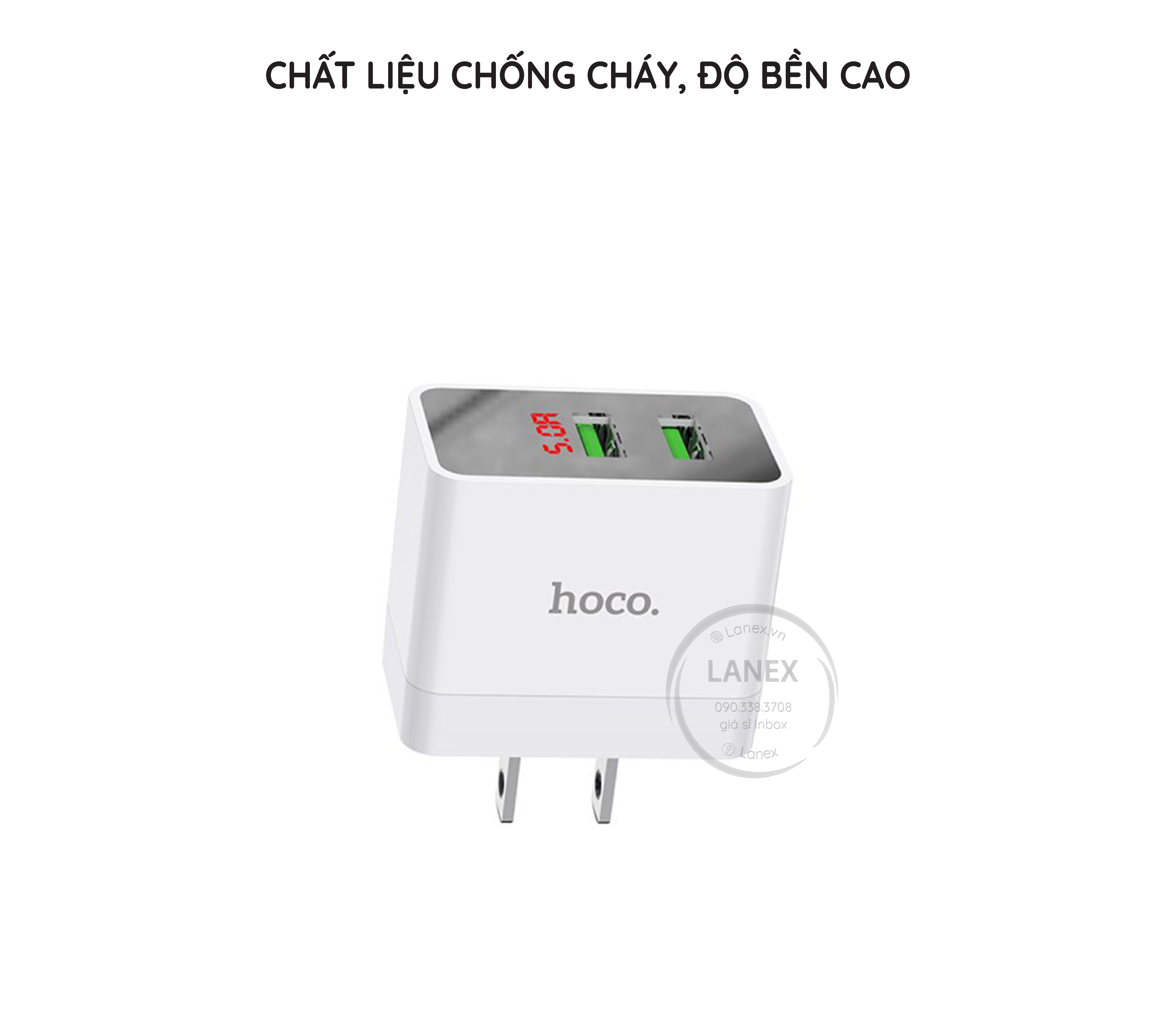 Cóc Sạc Nhanh Hoco Dc28 2 Cổng Usb 5.0a Màn Hình Led