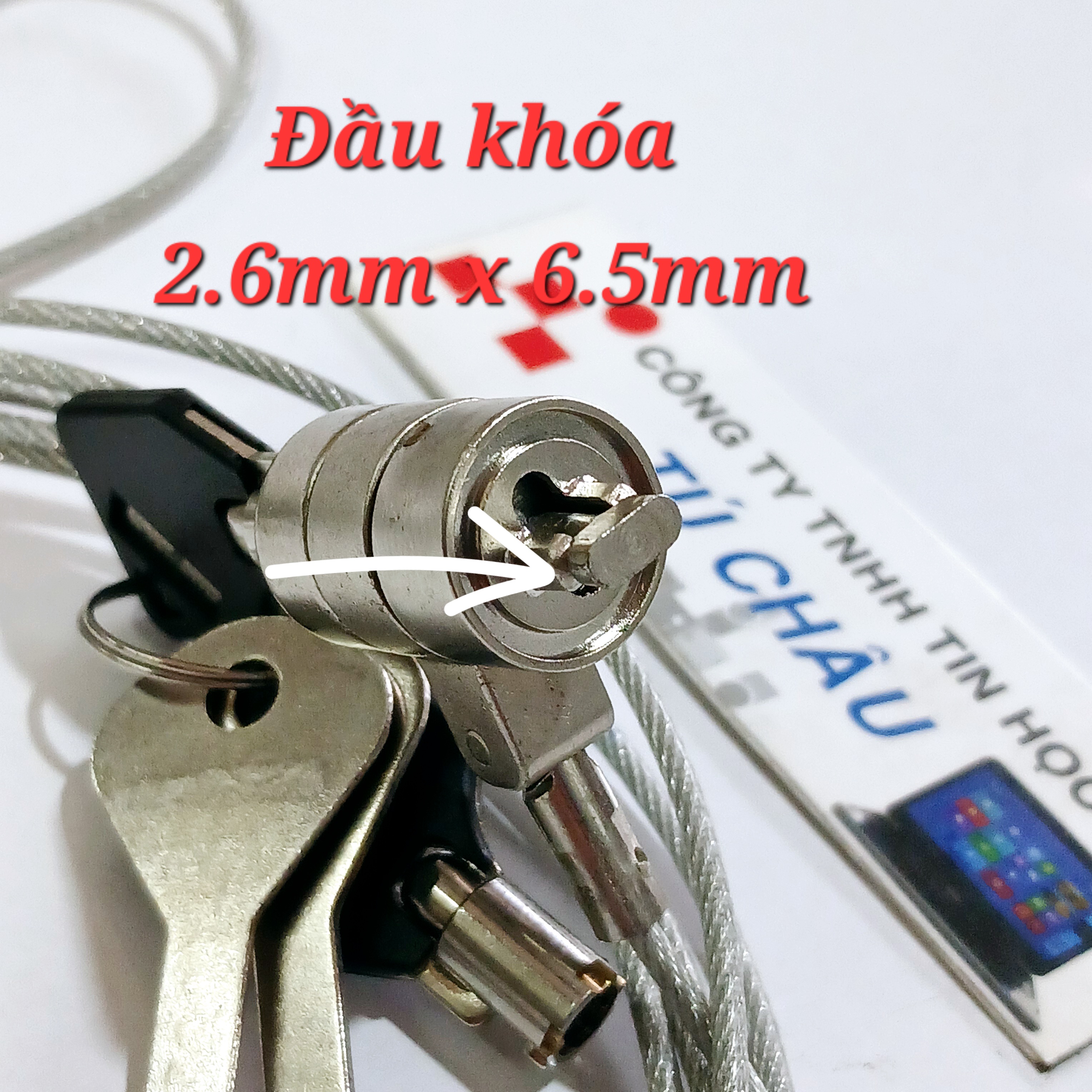 Khóa laptop bằng chìa - kích thước đầu khóa: 2.8mm x 6.5mm