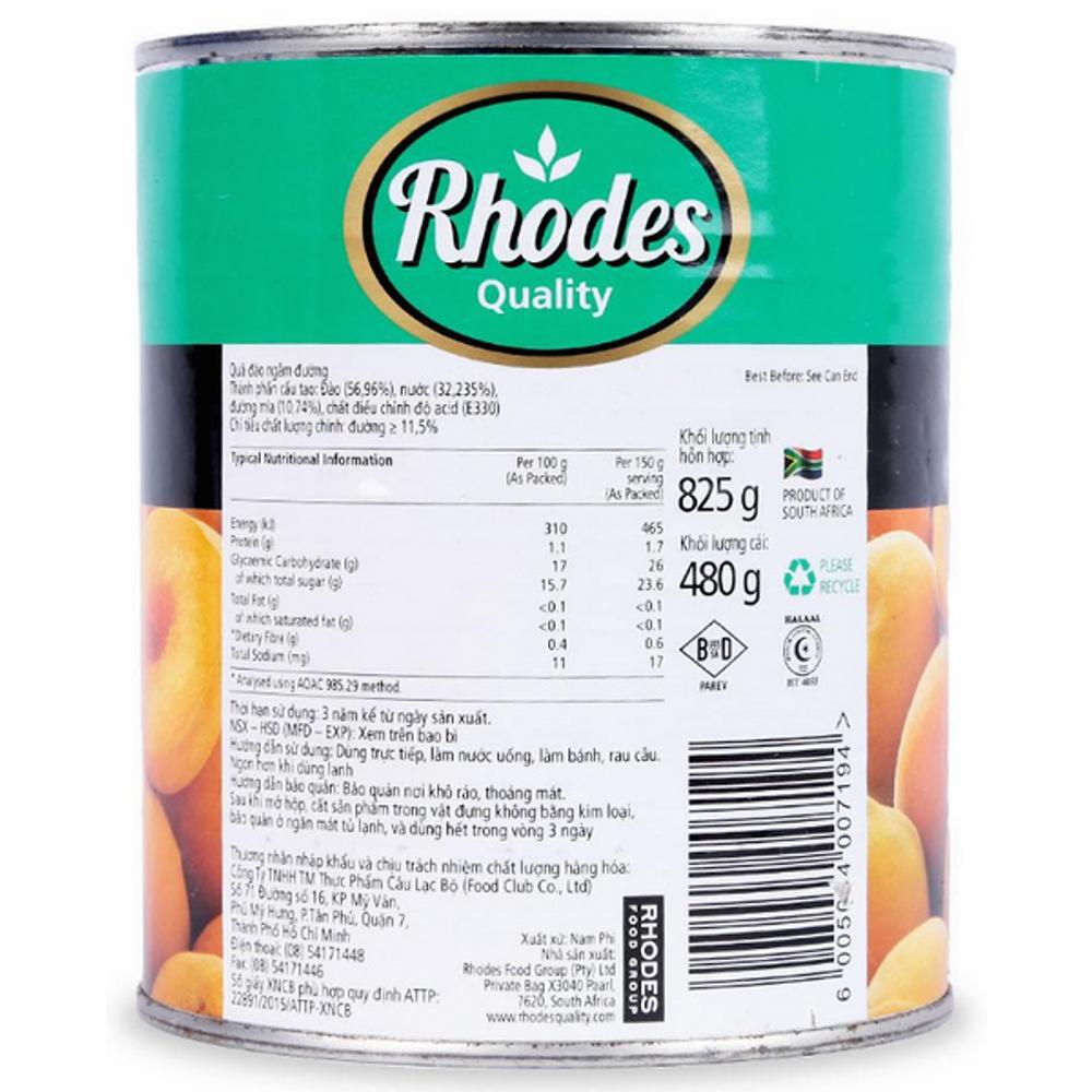 Đào ngâm Rhodes lon 825g