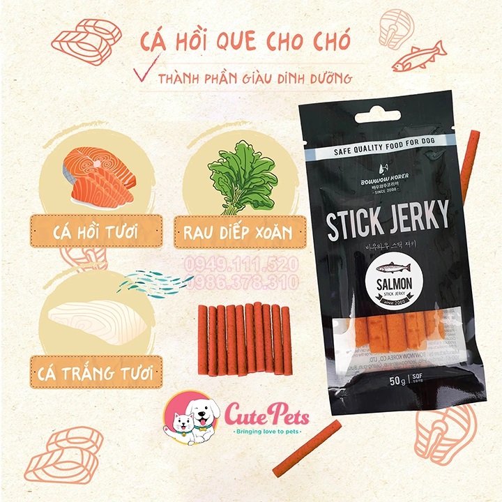 Thịt que cho chó Stick Jerky Bow wow đồ ăn vặt - Cutepets