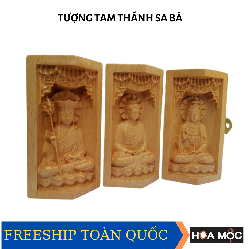[HCM]Hộp Tượng Gỗ Tam Thánh Sa Bà