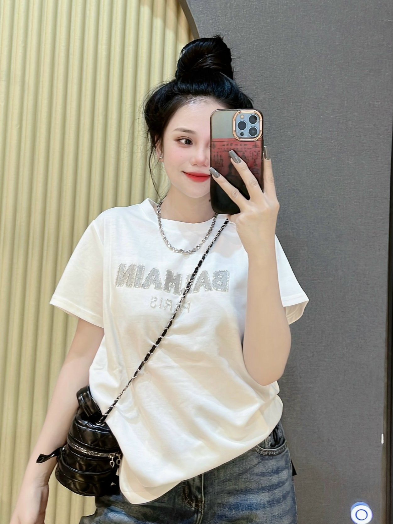 Áo thun cotton Thái nữ dáng vừa phối CHỮ ( Mã THÁI BALMAI )