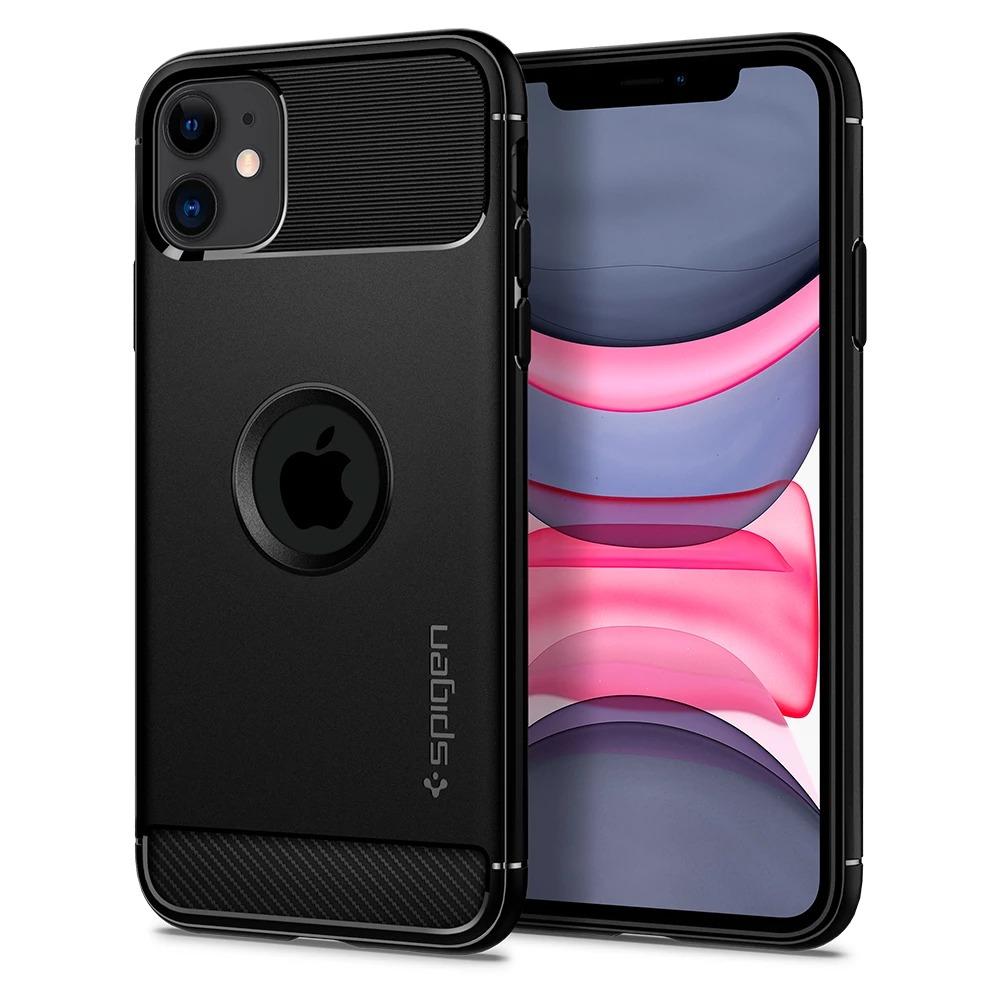 Ốp lưng hàng hiệu Spigen Rugged Armor màu đen cho iPhone 11 Pro Max | iPhone 11 Pro | iPhone 11