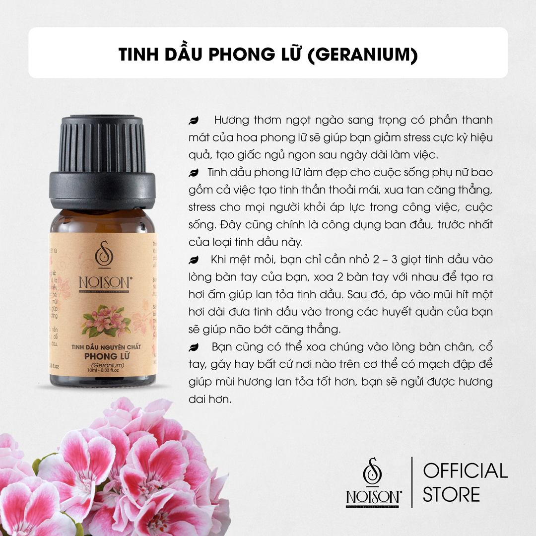 [HCM]Tinh dầu Phong Lữ Noison | Geranium Essential Oil | Nhập khẩu Ấn Độ
