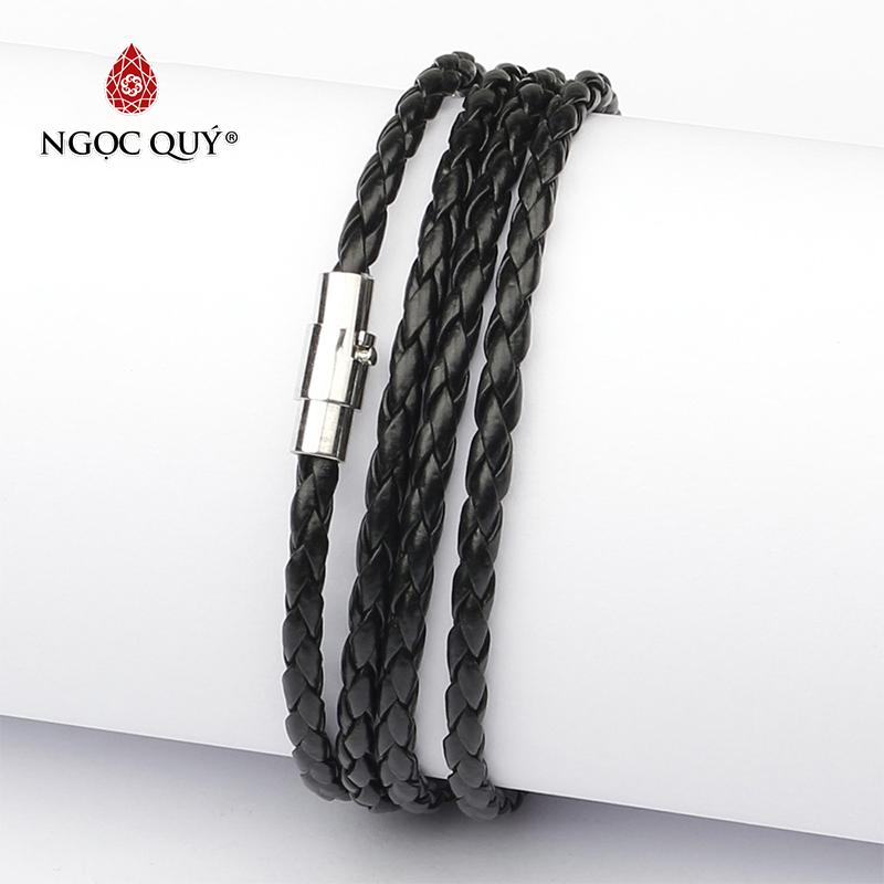 Vòng tay 4 vòng dây da công nghiệp khóa nam châm - Ngọc Qúy Gemstones