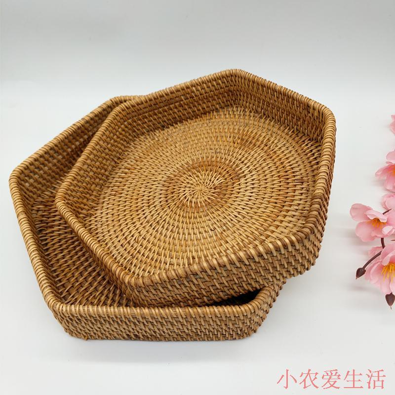 Viet Nam Rattan Fruit Bowl Storage Home Daily Desktop Organizing Hexagon Box Snacks Candy Entirely Handmade Weaving