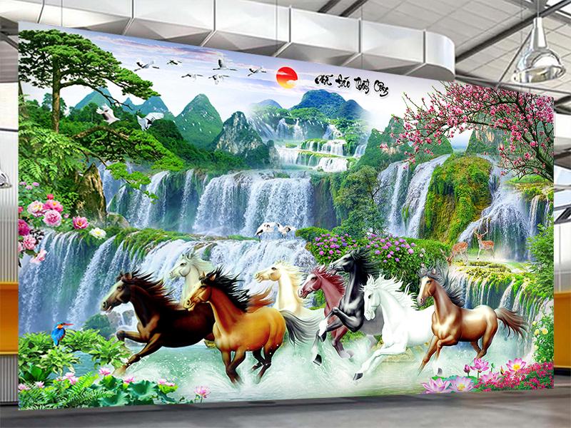 Tranh dán tường vtc mã đáo thành công ud0697 kim sa