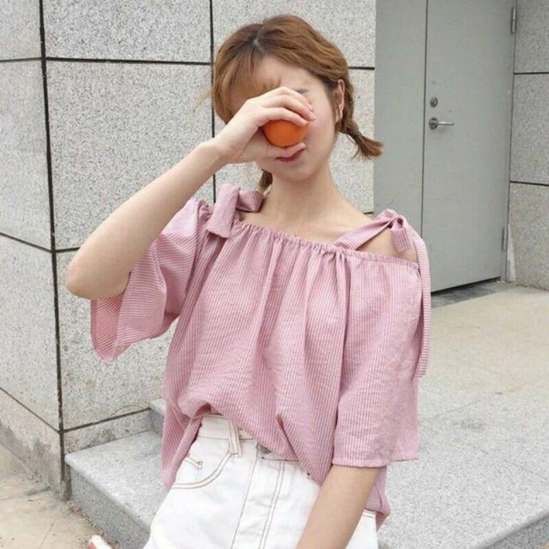 [HCM]ÁO TRỄ VAI NƠ XINH ULZZANG CỘT VAI