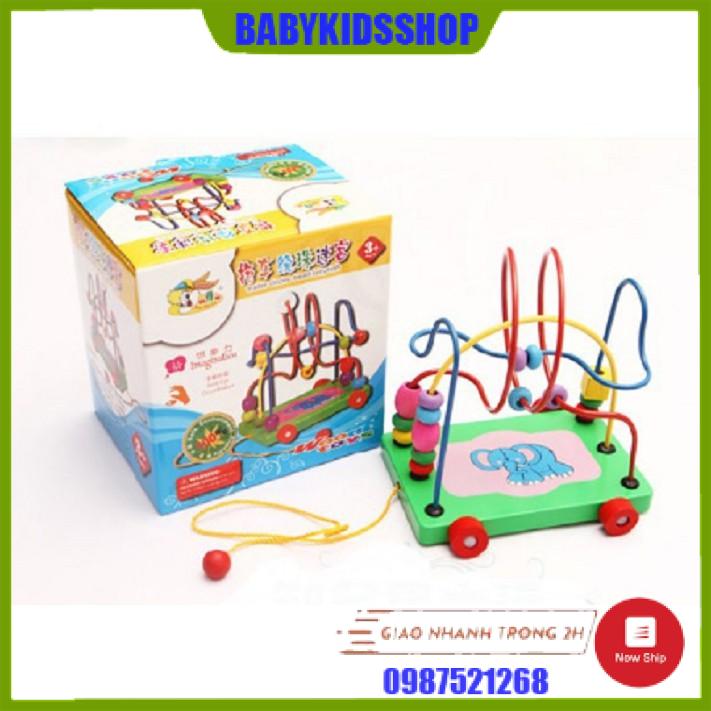 Đồ chơi gỗ xe luồn hạt size lớn cho bé