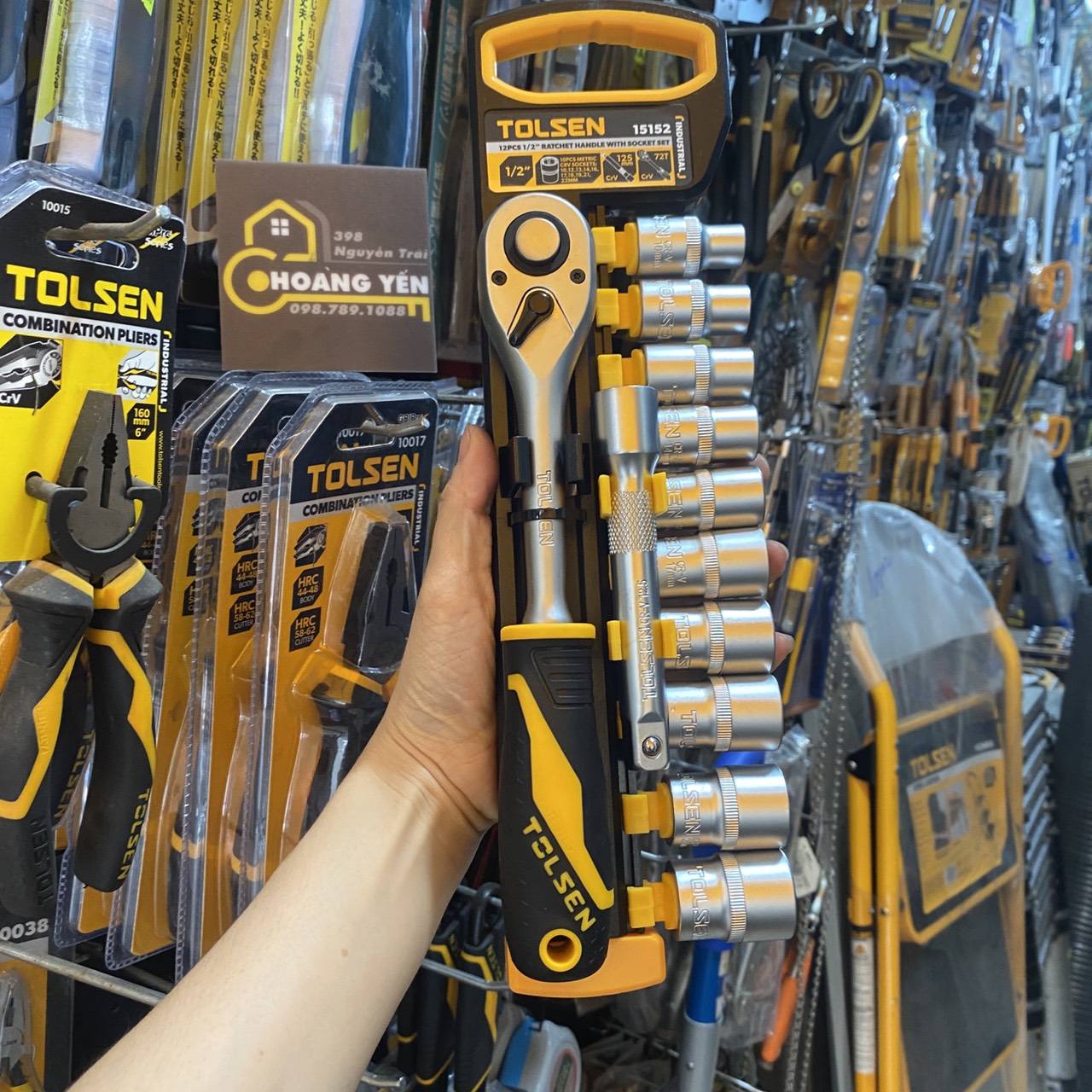 Bộ đầu tuýp tự động 12 món tolsen 15152, bộ khẩu tolsen 15152 - chính hãng đủ cỡ