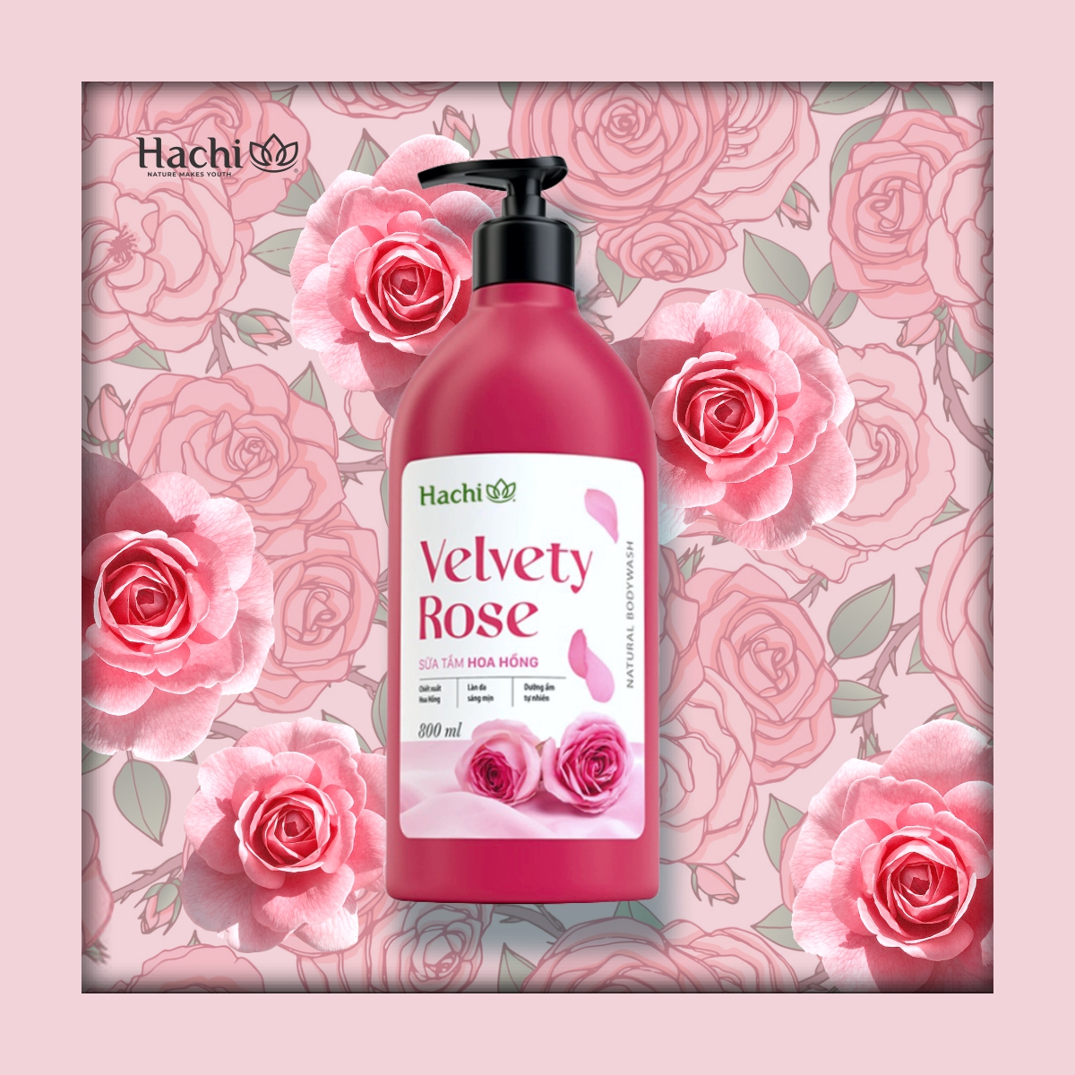 SỮA TẮM HOA HỒNG - HACHI VELVETY [CHÍNH HÃNG]