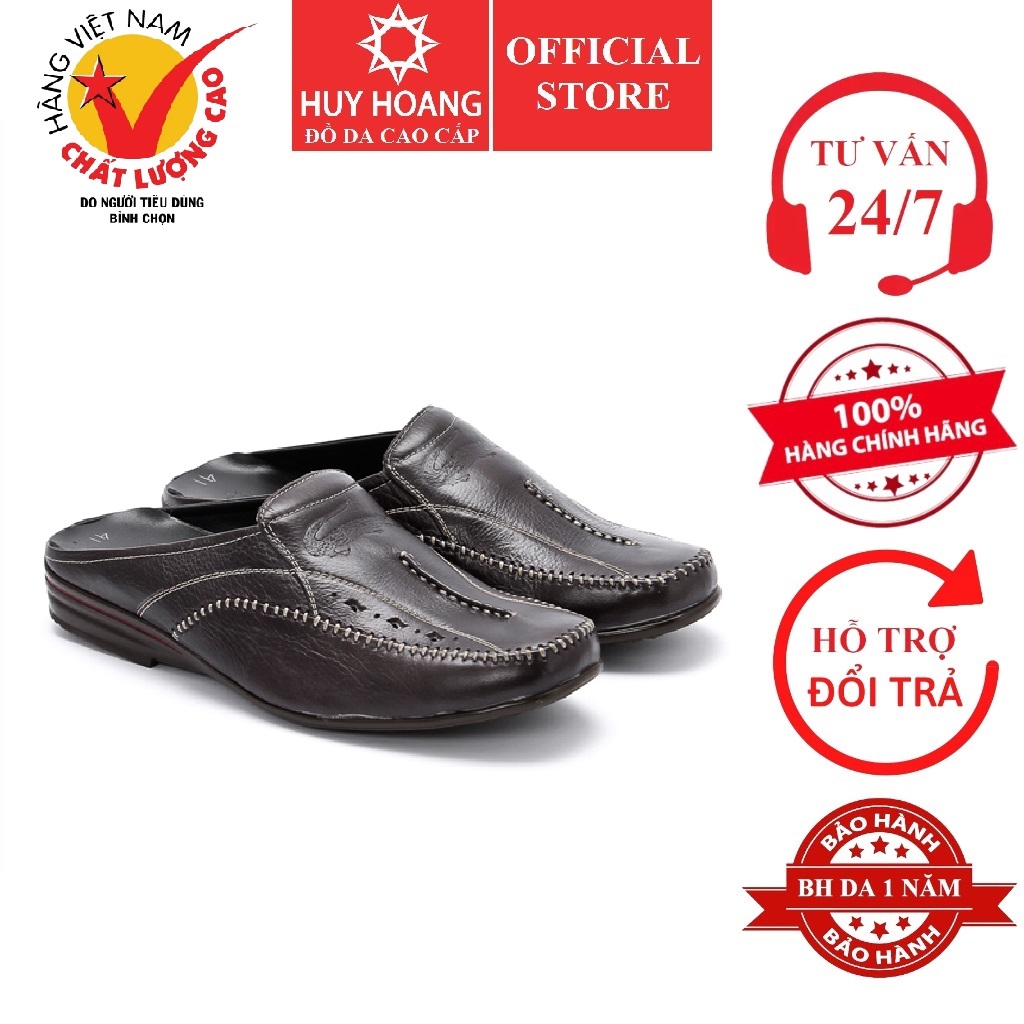 Giày sabo nam da bò  màu nâu HK7125