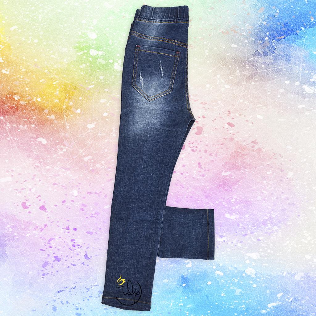 Quần jean thun ôm dài rách cho bé trai size đại