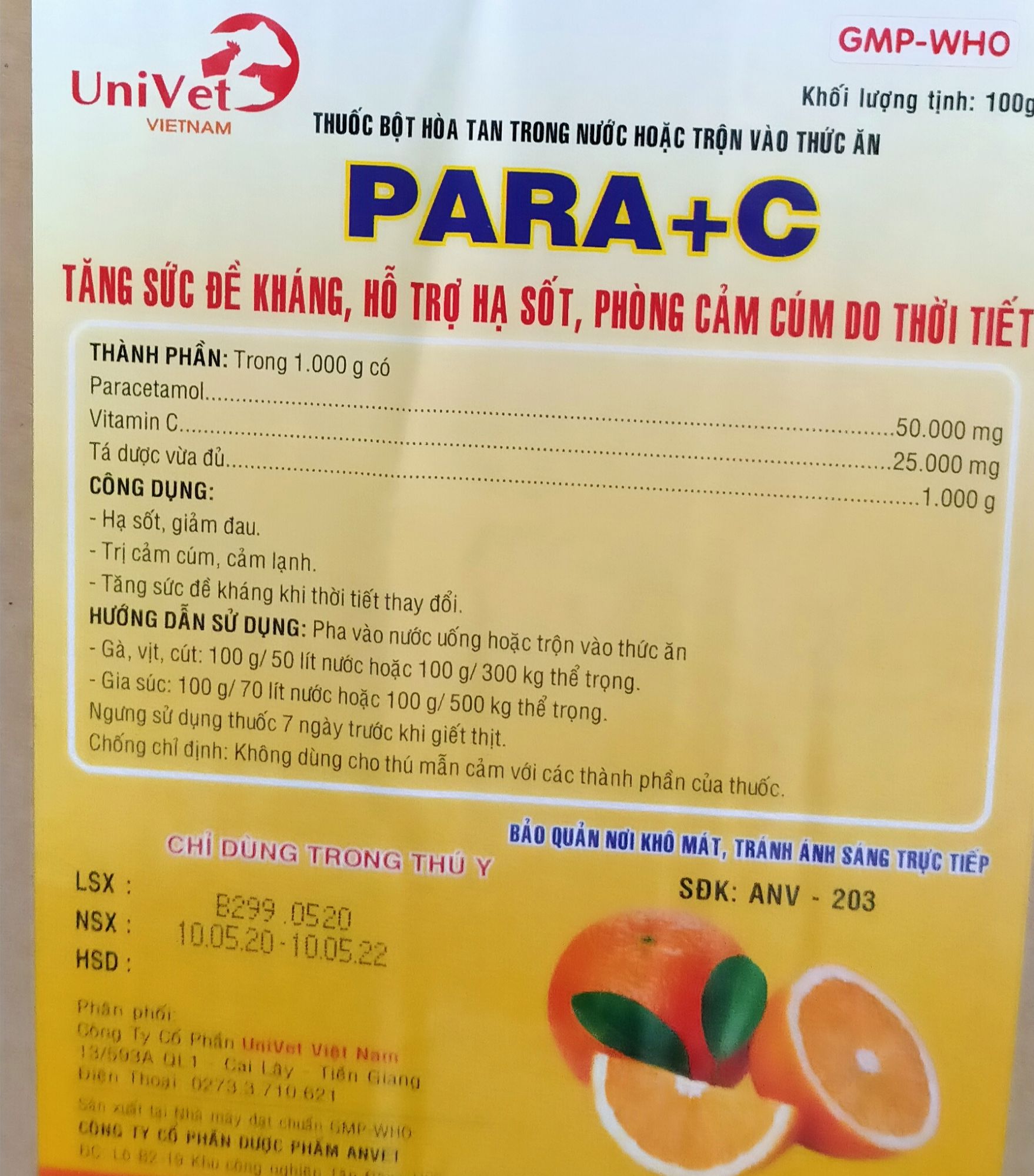 Ngừa cúm, giải cảm tăng cường đề kháng bệnh thay đổi thời tiết 1para c 100gr