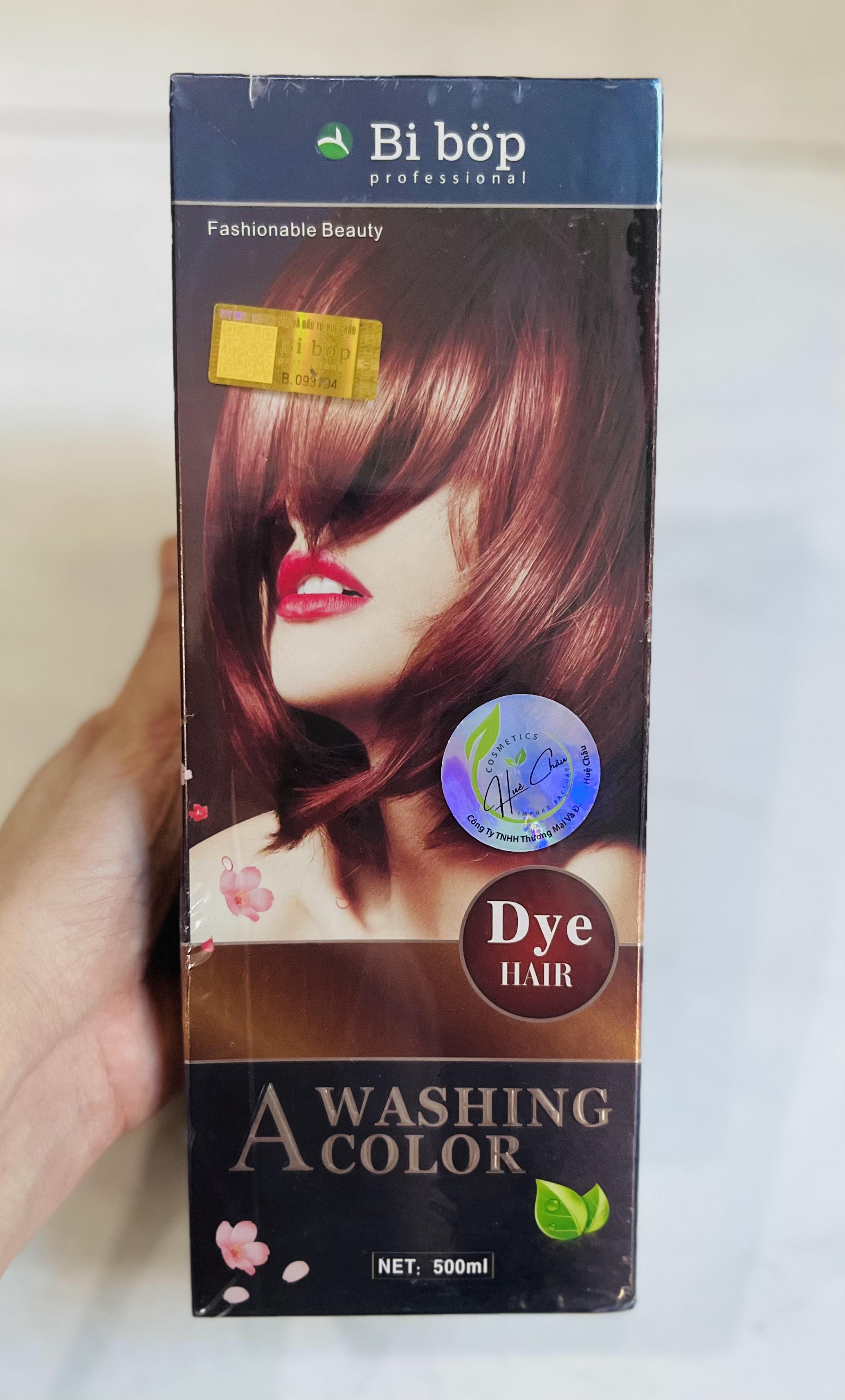 1 hộp gội nhuộm phủ bạc thảo dược bi bop a washing color 3 in 1 500ml