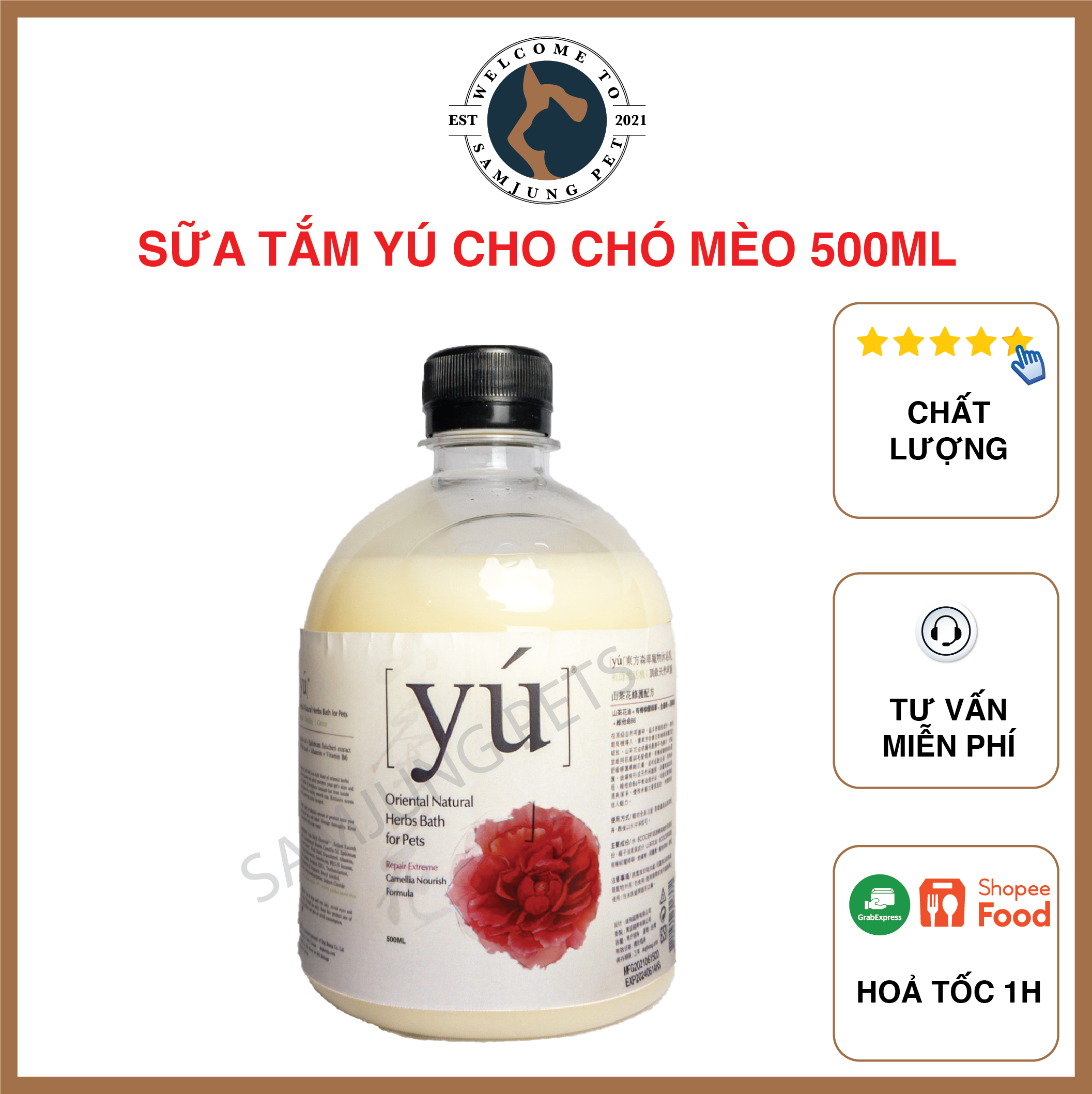 [ 500ml Repack Chính Hãng ] Sữa tắm yú cho chó mèo đủ mùi - SamJung Pets