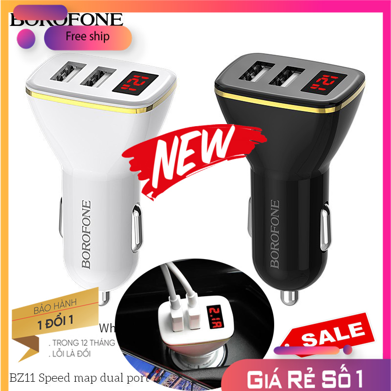 Cốc sạc ô tô borofone bz11 - cóc sạc xe hơi bz11 có 02 cổng usb - cóc sạc xe hơi borofone bz11