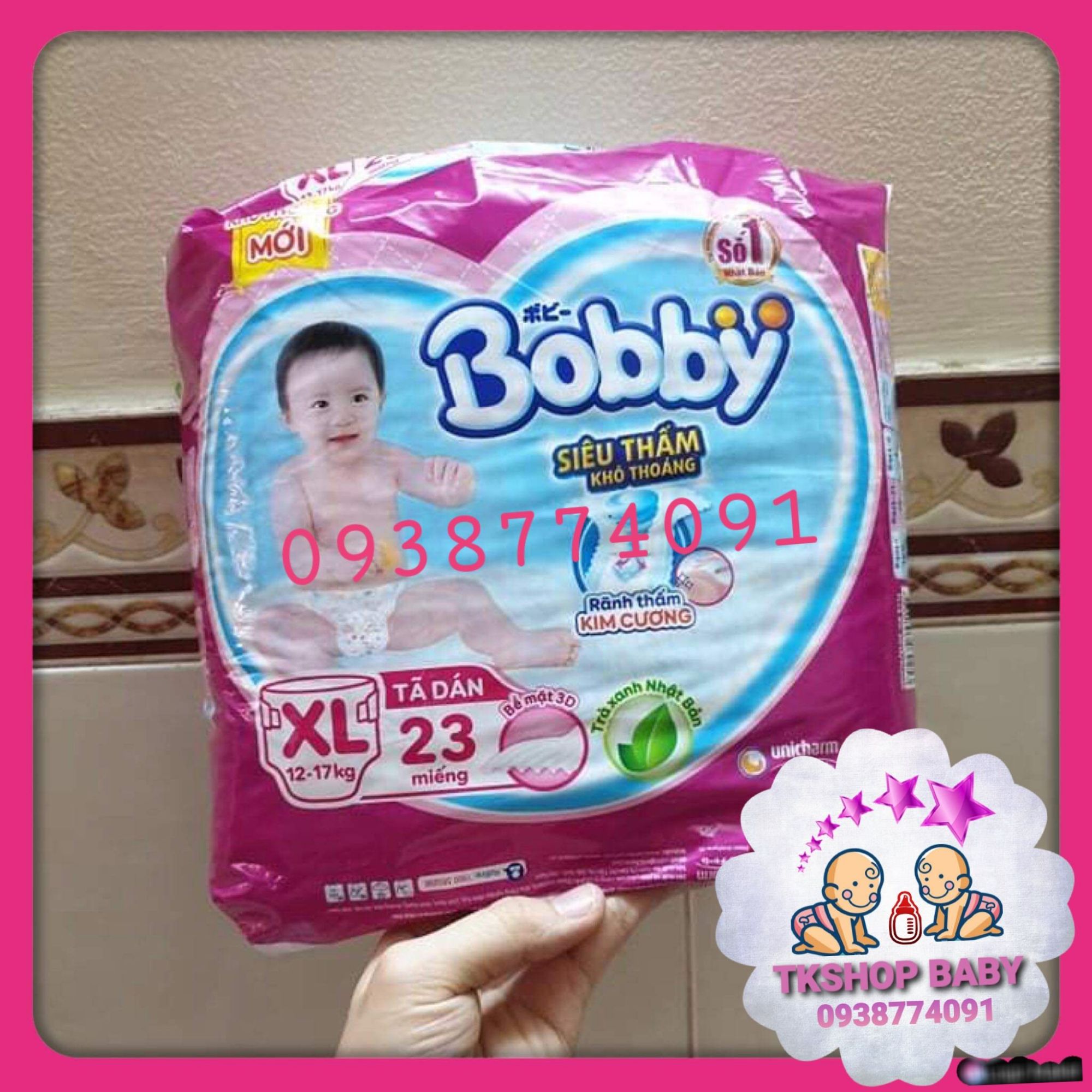 **GÓI NHỎ TIỆN LỢI**TÃ DÁN BOBBY RÃNH THẤM KIM CƯƠNG SIZE XL23 MIẾNG