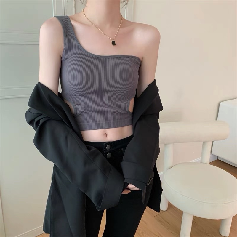 Áo thun thời trang nữ khoe eo khoét vai thời trang