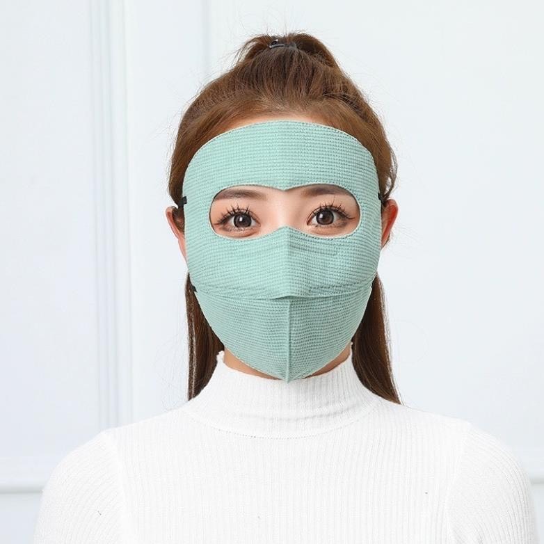 UV protection face mask full face protection non-woven fabric face mask UPF50 + thick and nice looking-green newtho