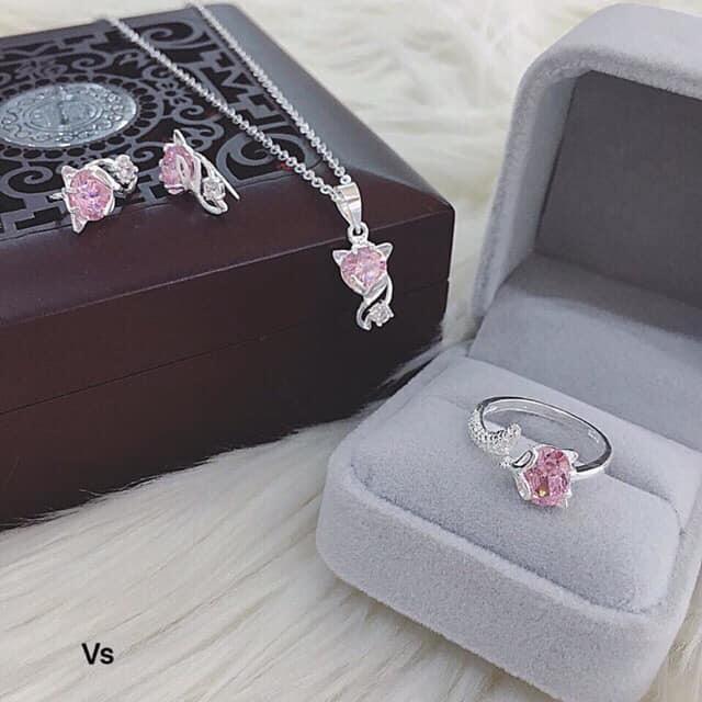 Bộ trang sức bạc hồ ly nhiều màu