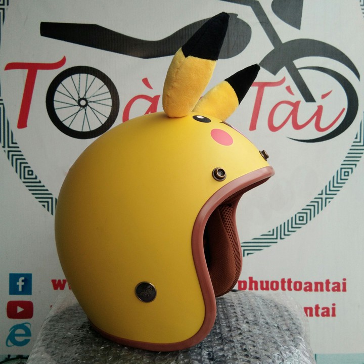 Mũ bảo hiểm 3/4 Pikachu hàng cao cấp ảnh thật