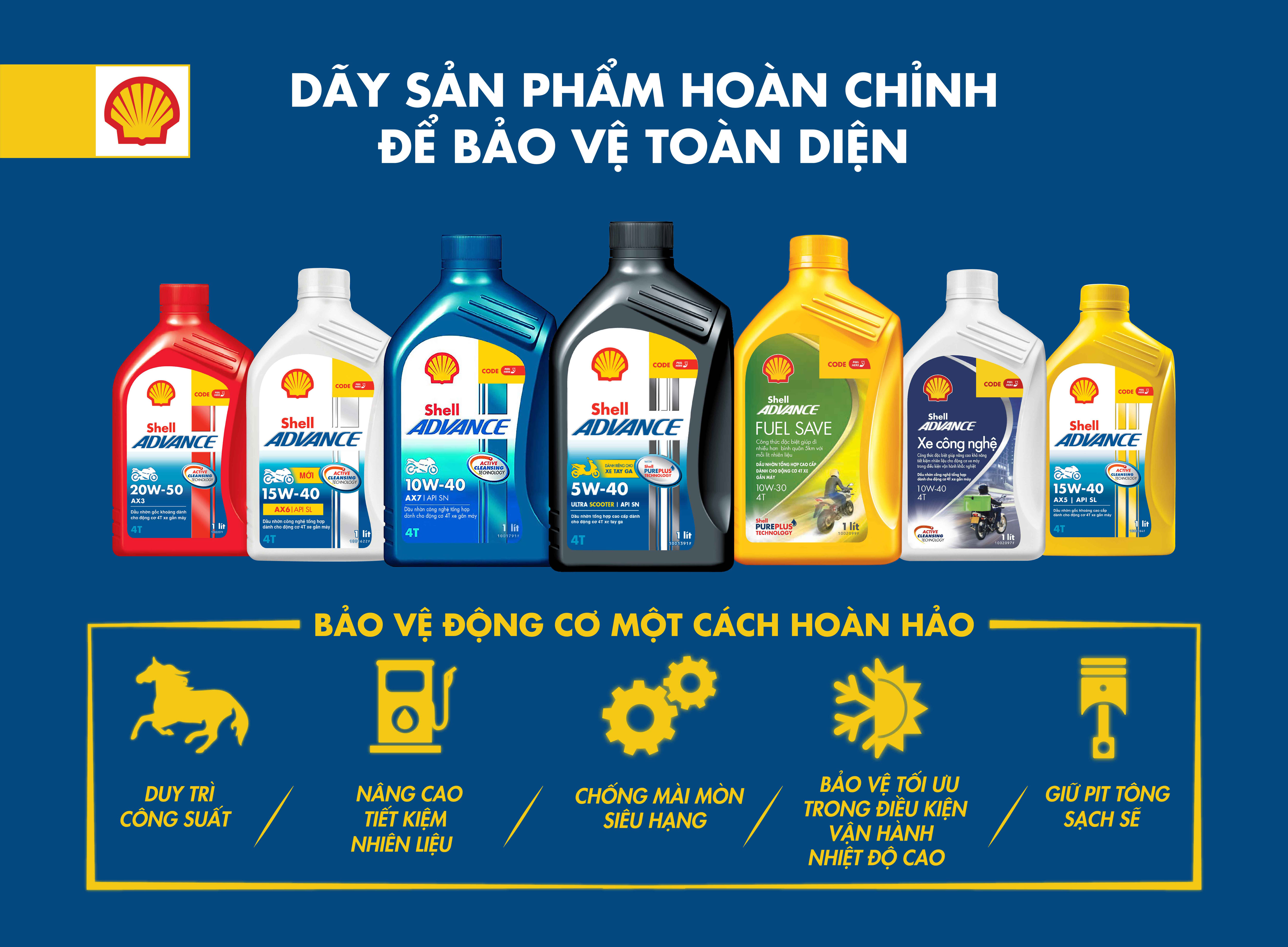 [Xe số 0.8L] Dầu nhớt cao cấp Shell Advance 4T AX7 SN 0.8L