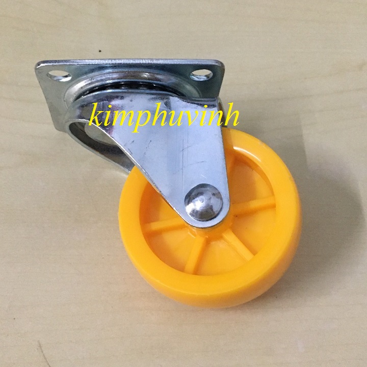 2 cái - 70mm bánh xe nhựa vàng - bánh xe vàng xoay - bánh xe đẩy kệ vàng 70mm