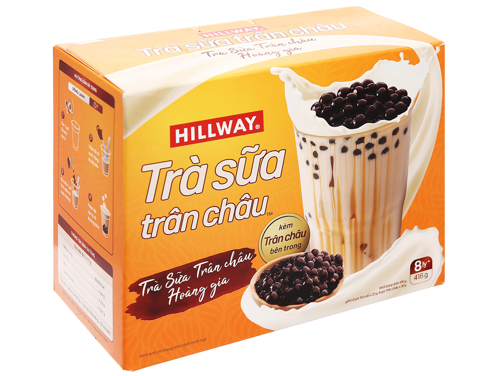 Trà sữa trân châu Hillway hộp 416g (8 gói trà sữa + 8 gói trân châu)