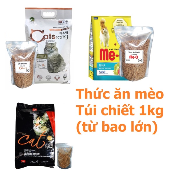 (Túi chiết 1kg) Thức ăn mèo ME-O 3 loại Cat eye Catsrang - thức ăn cho mèo lớn- thức ăn cho mèo trưởng thành cá ngừ cá thu hải sản