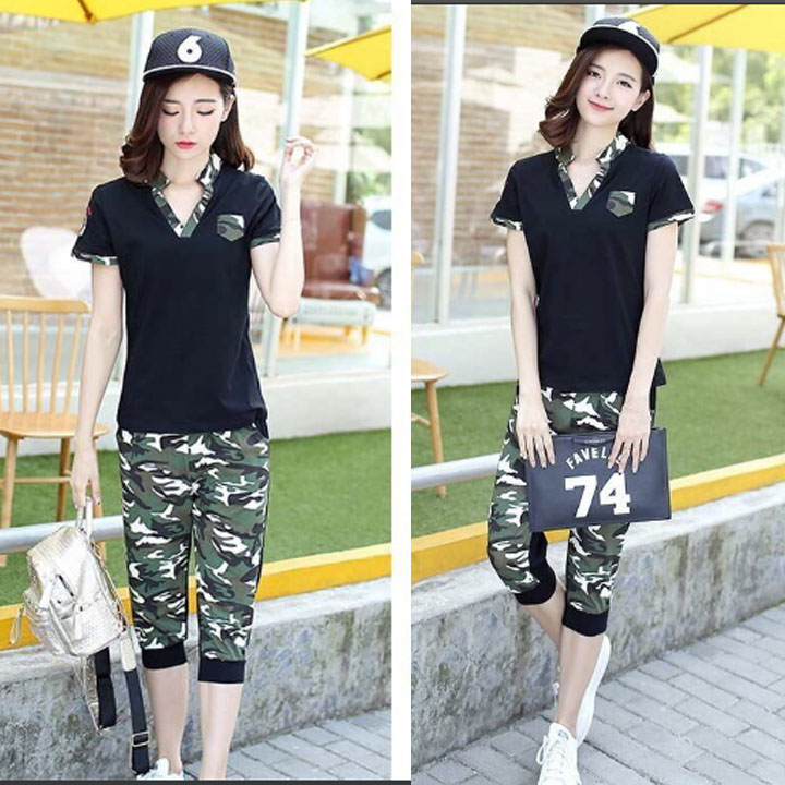 Bộ đồ thể thao nữ phối lính TT122