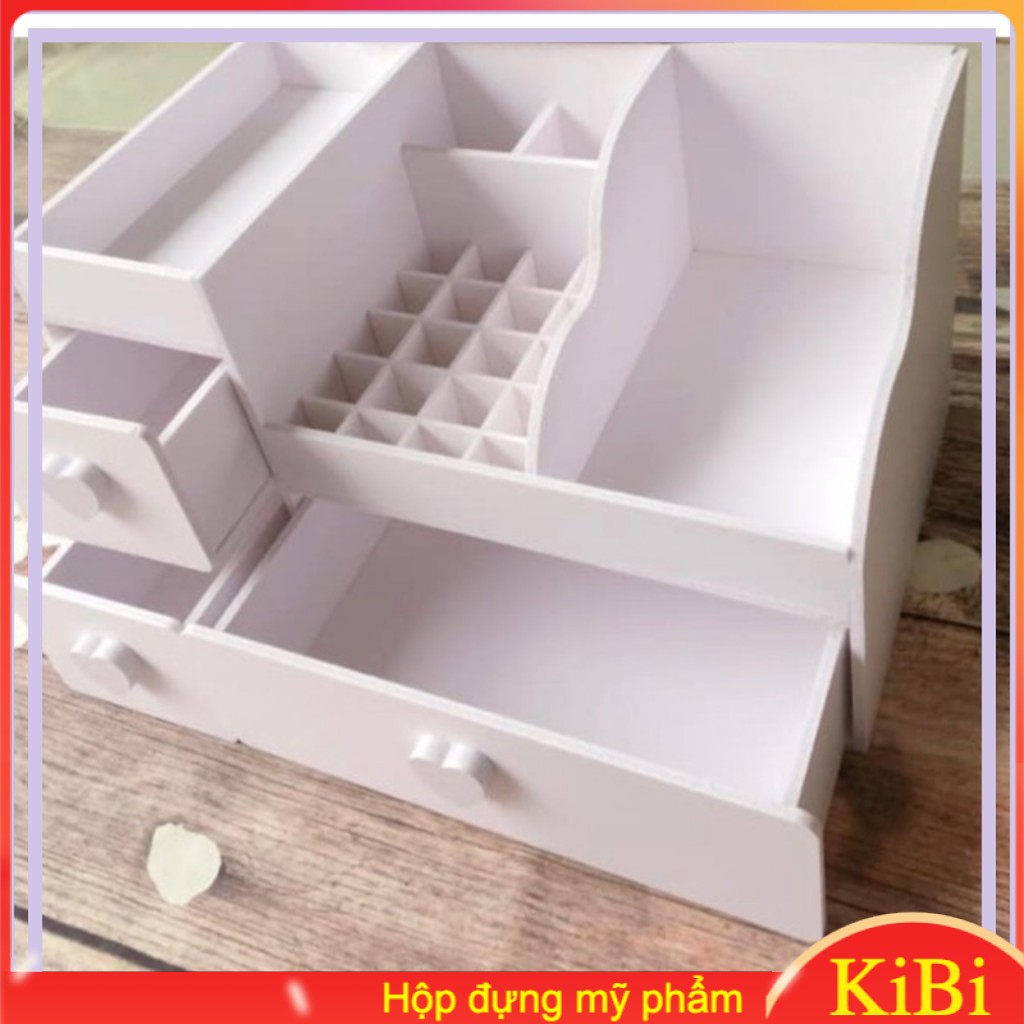 Kệ mỹ phẩm max 35cm màu trắng núm tim full ô son